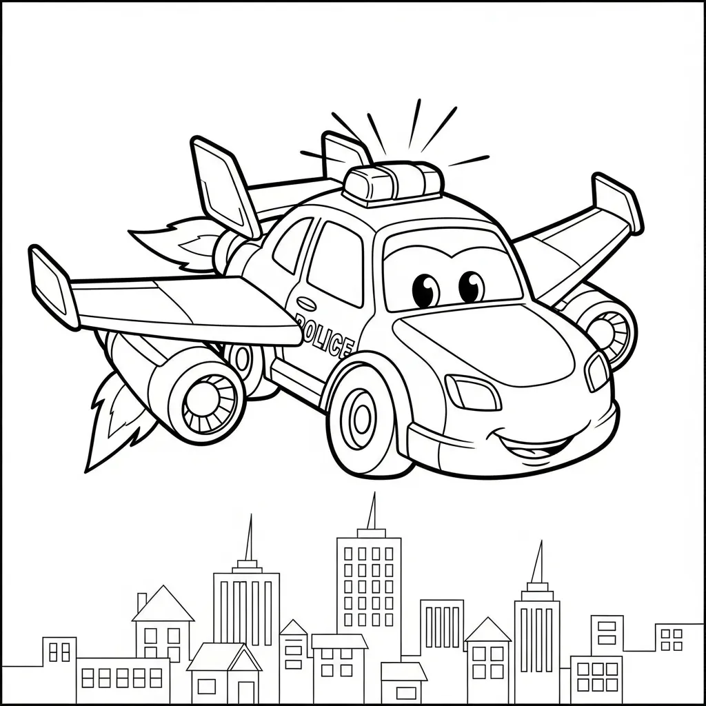 coloriage Voiture de Police pour enfant a imprimer gratuit