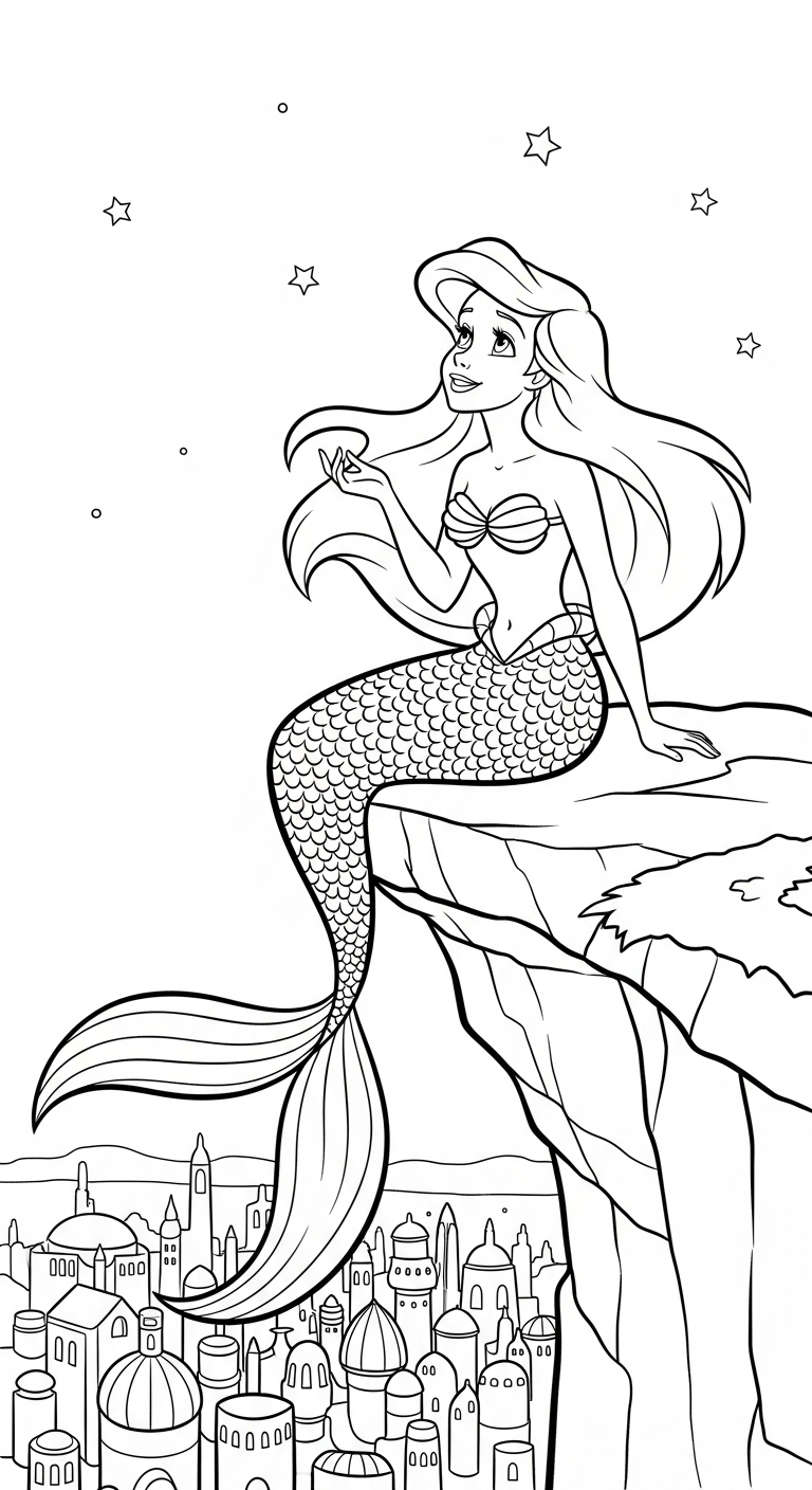coloriage Ariel updated a imprimer pour enfant de 4 ans