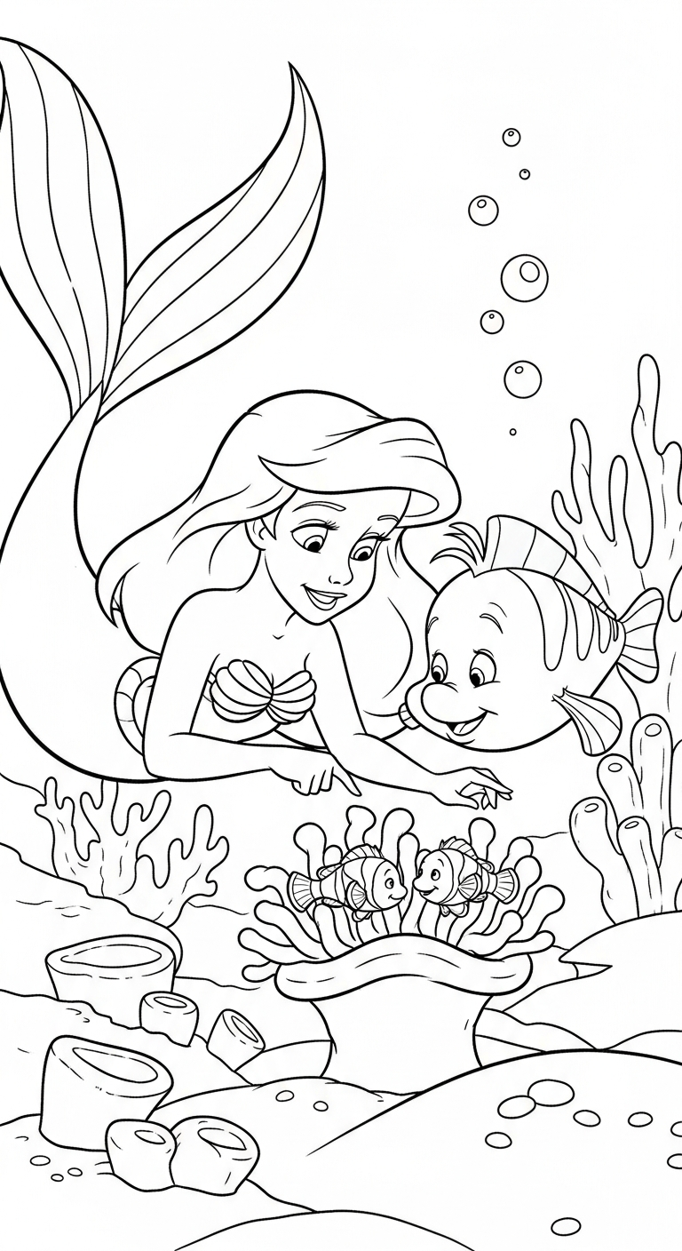 coloriage Ariel updated à imprimer kawaii