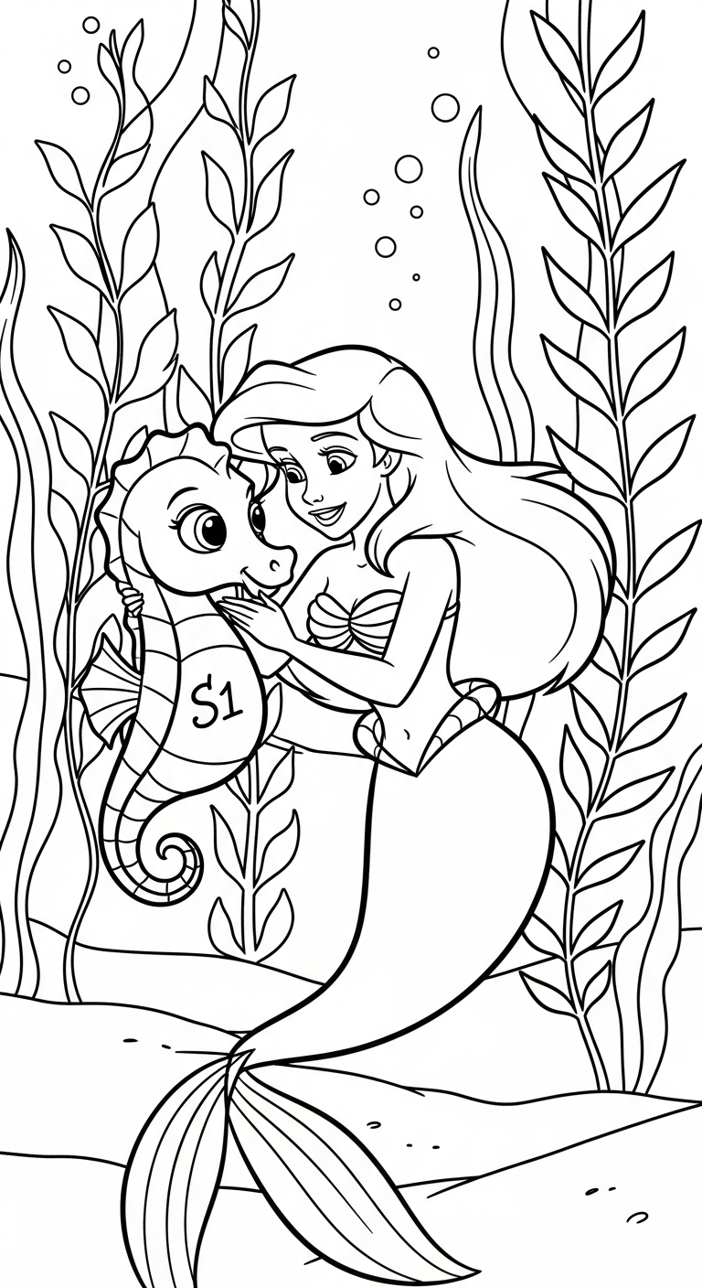 coloriage Ariel updated et decoupage