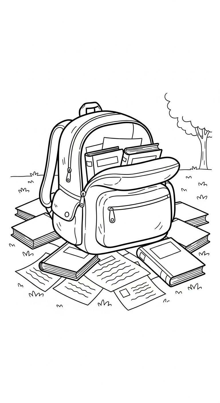 coloriage Cartable updated à imprimer pour enfant de 7 ans