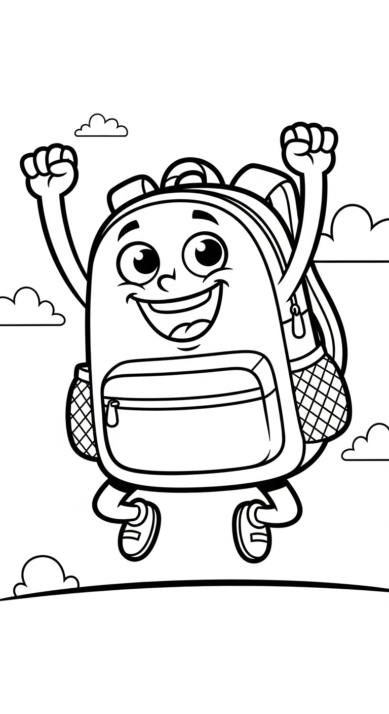 coloriage Cartable updated d'enfant a imprimer