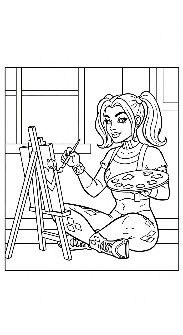 coloriage Harley Quinn updated pour enfant de 4 ans
