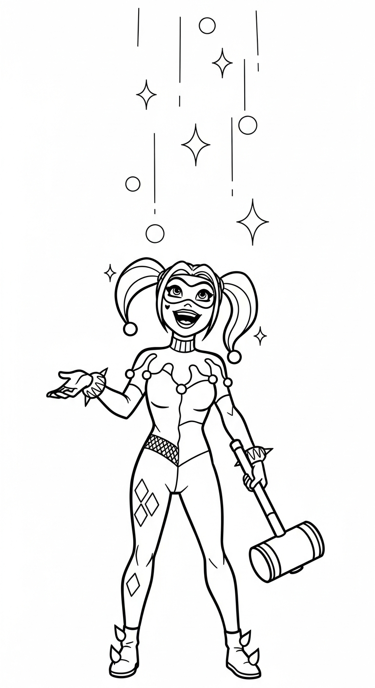 coloriage Harley Quinn updated pour enfant de 8 ans