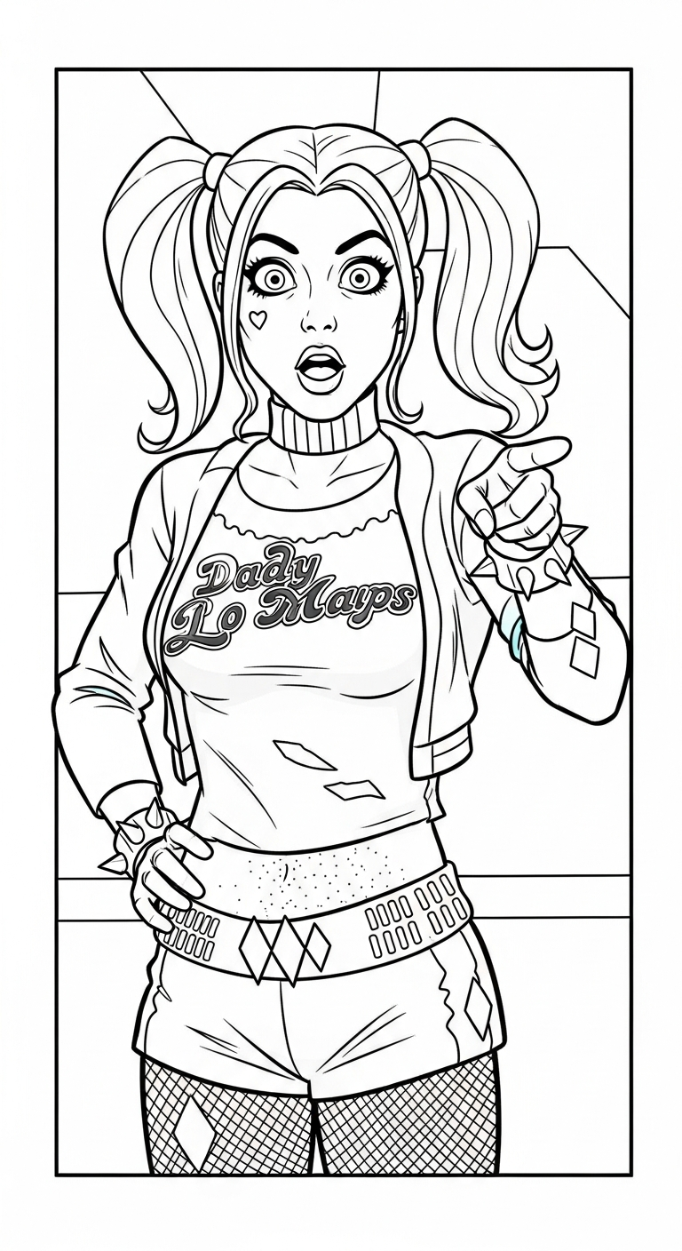 coloriage Harley Quinn updated gratuit pour enfants
