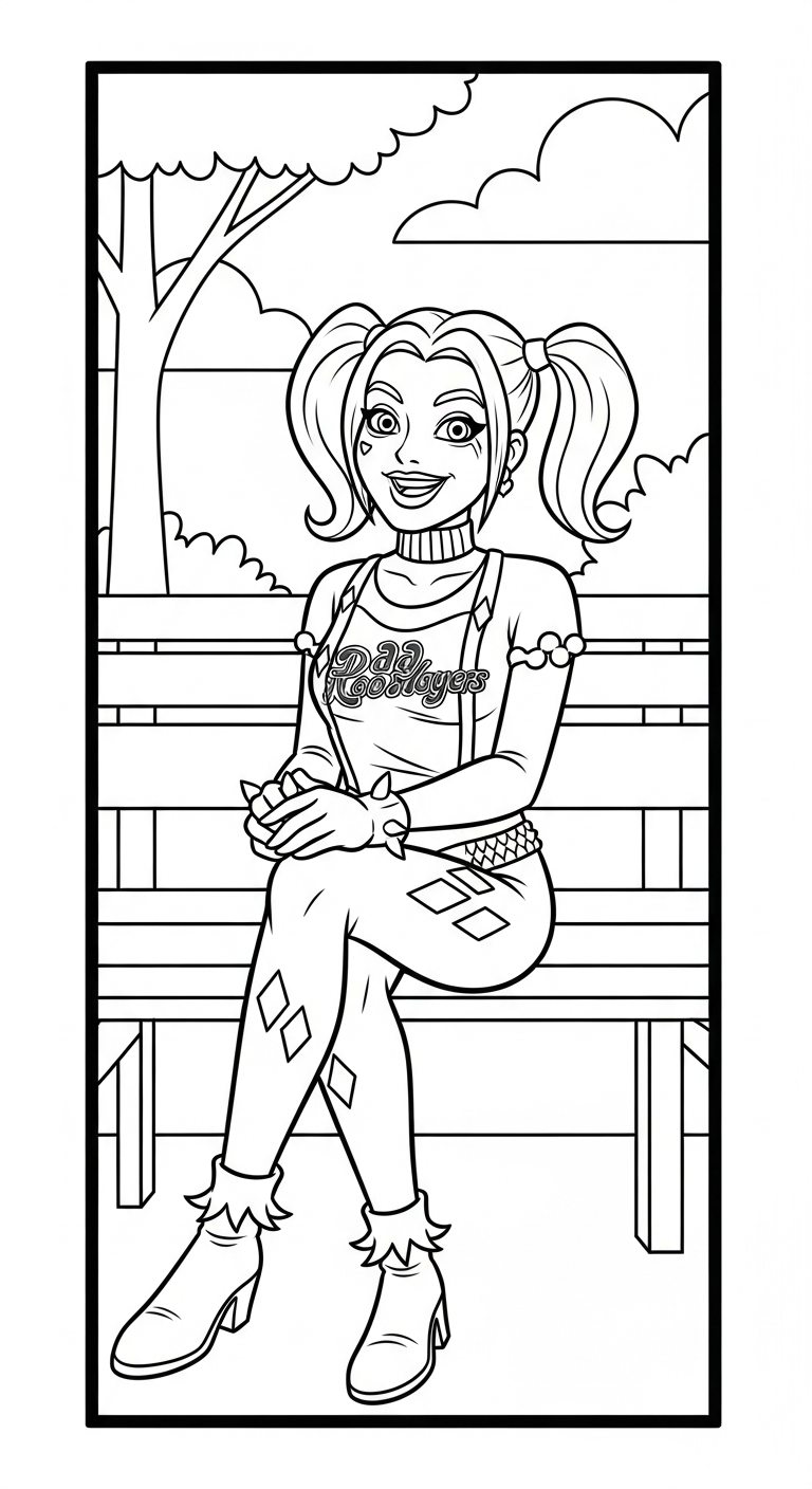 coloriage Harley Quinn updated d'enfant a imprimer 1