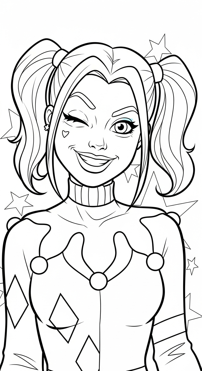 coloriage Harley Quinn updated pour enfants à imprimer