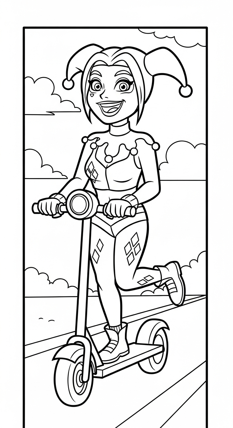 coloriage Harley Quinn updated pour enfant a imprimer gratuit