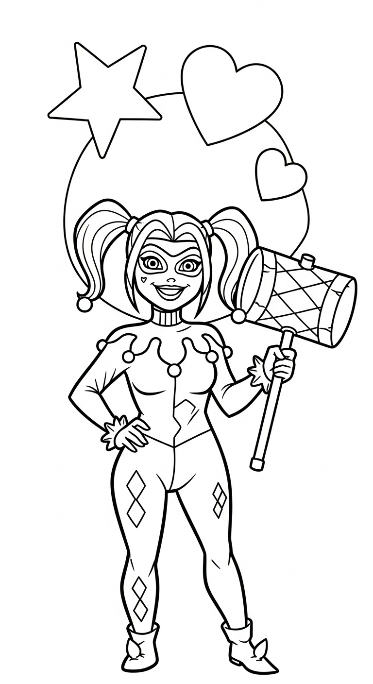 coloriage Harley Quinn updated pour enfant de 8 ans 1