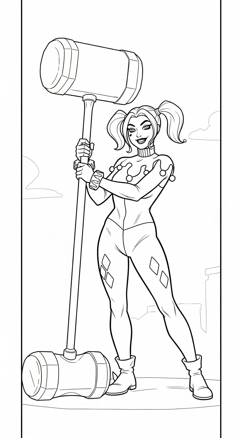 coloriage Harley Quinn updated pour enfant de à imprimer