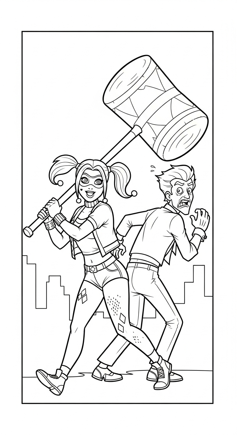 coloriage Harley Quinn updated à imprimer pour enfant de 10 ans
