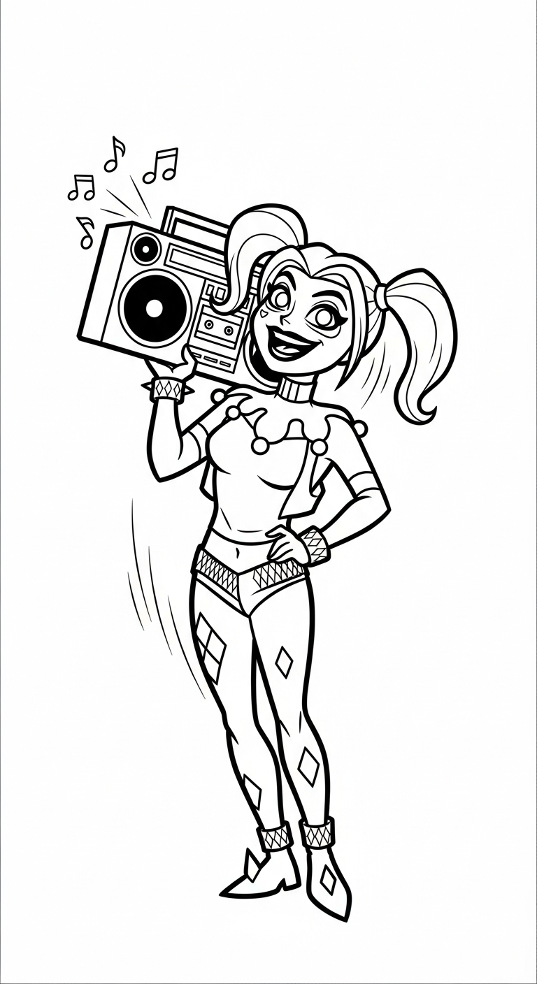 coloriage Harley Quinn updated pour enfant de 3 ans 1