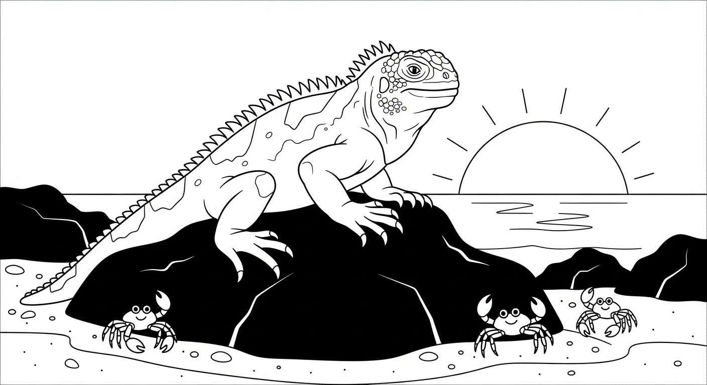 image pour coloriage Iguane enfant
