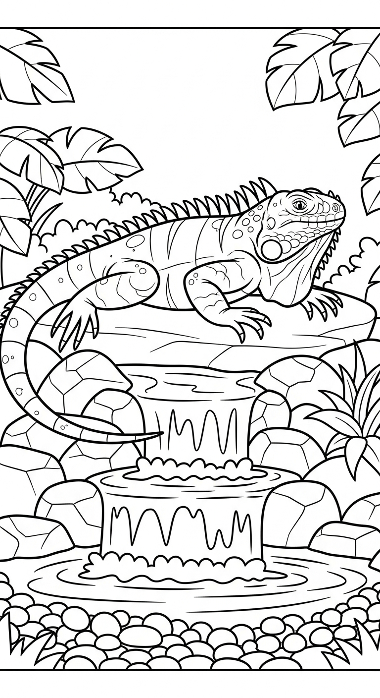 coloriage Iguane d'enfant a imprimer 1