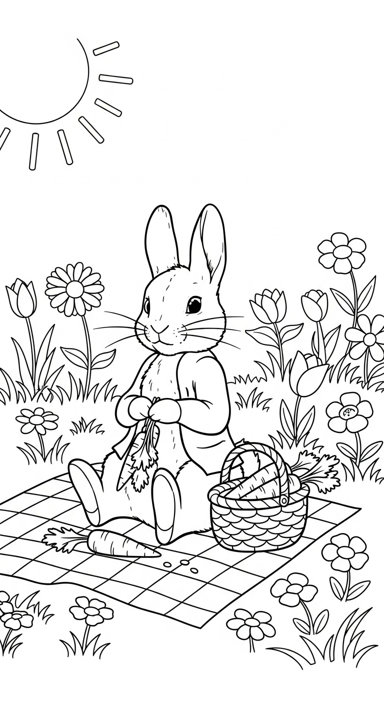 coloriage Peter Rabbit pour enfant de 7 ans