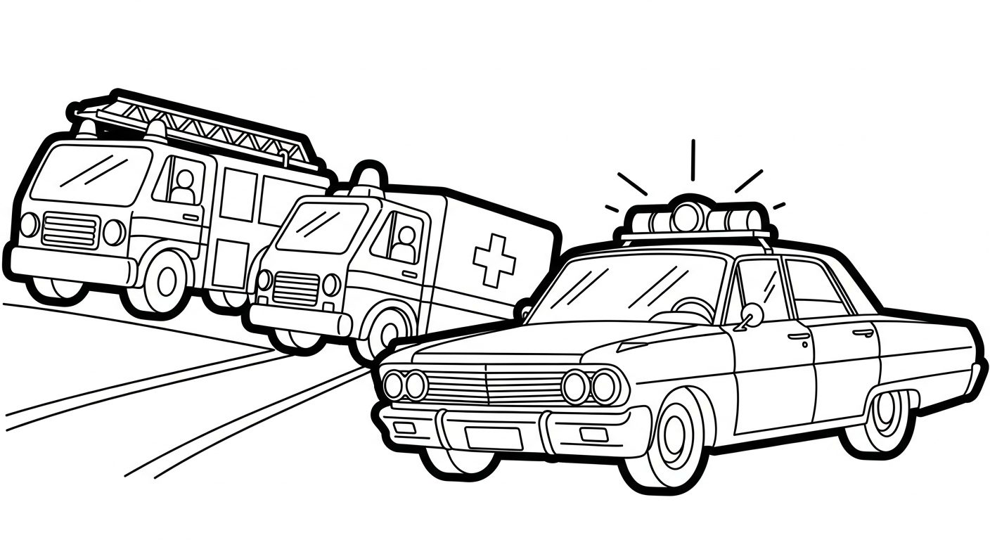 coloriage Voiture de Police et découpage à imprimer 1