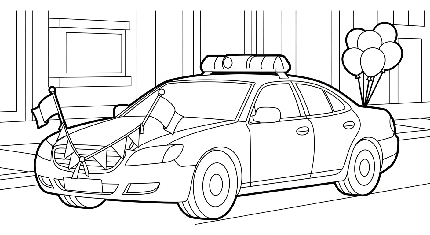 coloriage Voiture de Police educatif pour enfant 1