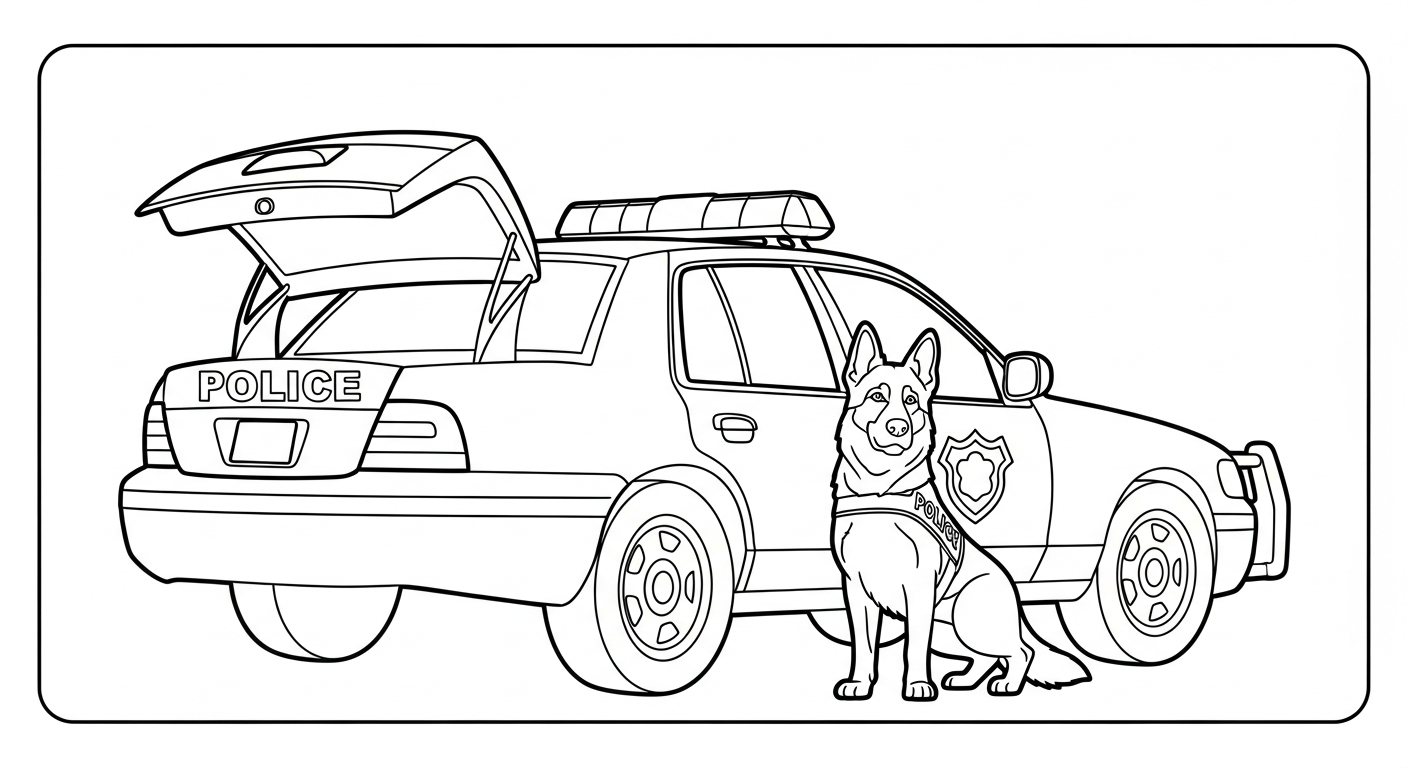 coloriage Voiture de Police pour enfant de 10 ans