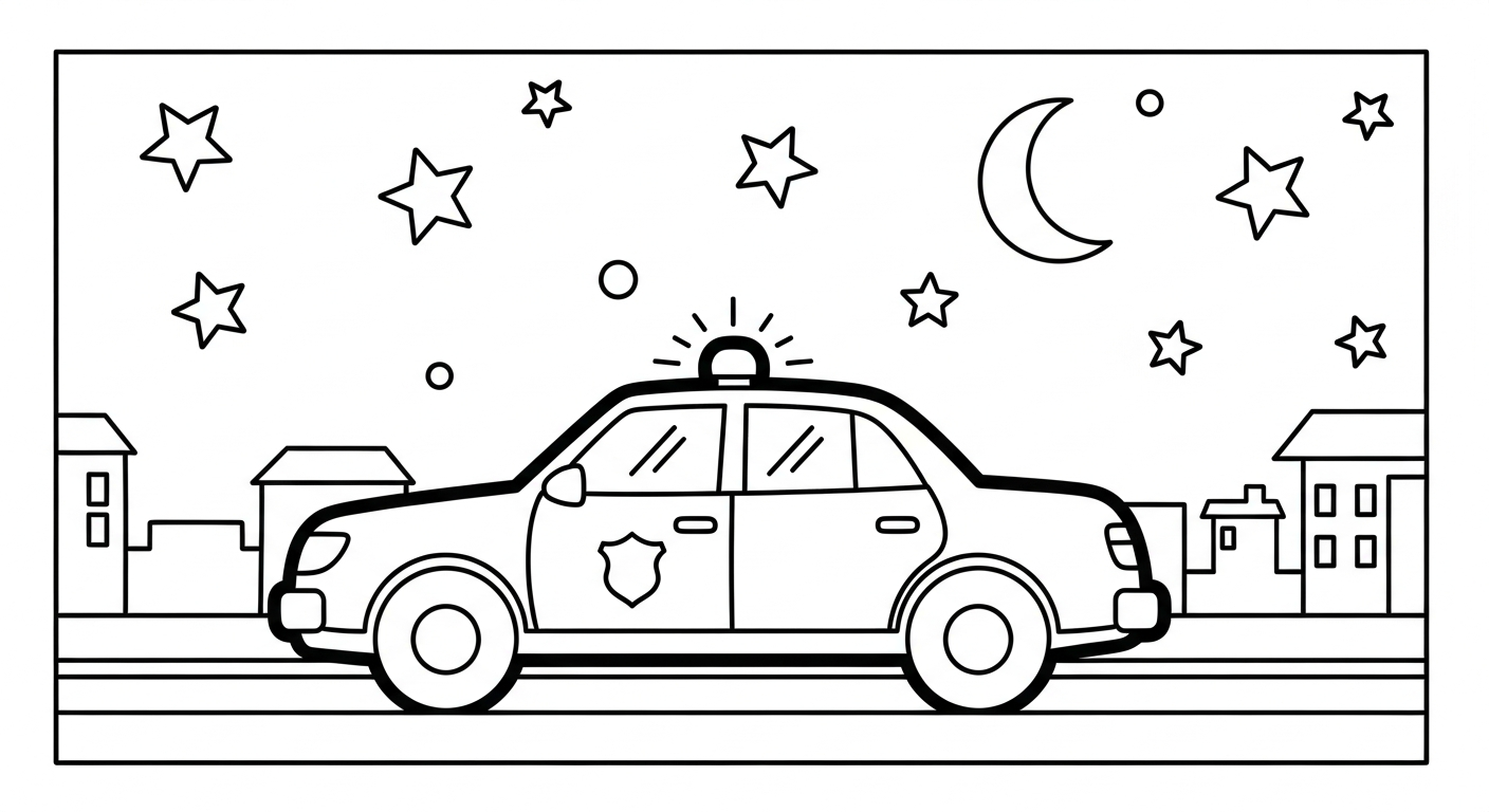 coloriage Voiture de Police à imprimer kawaii