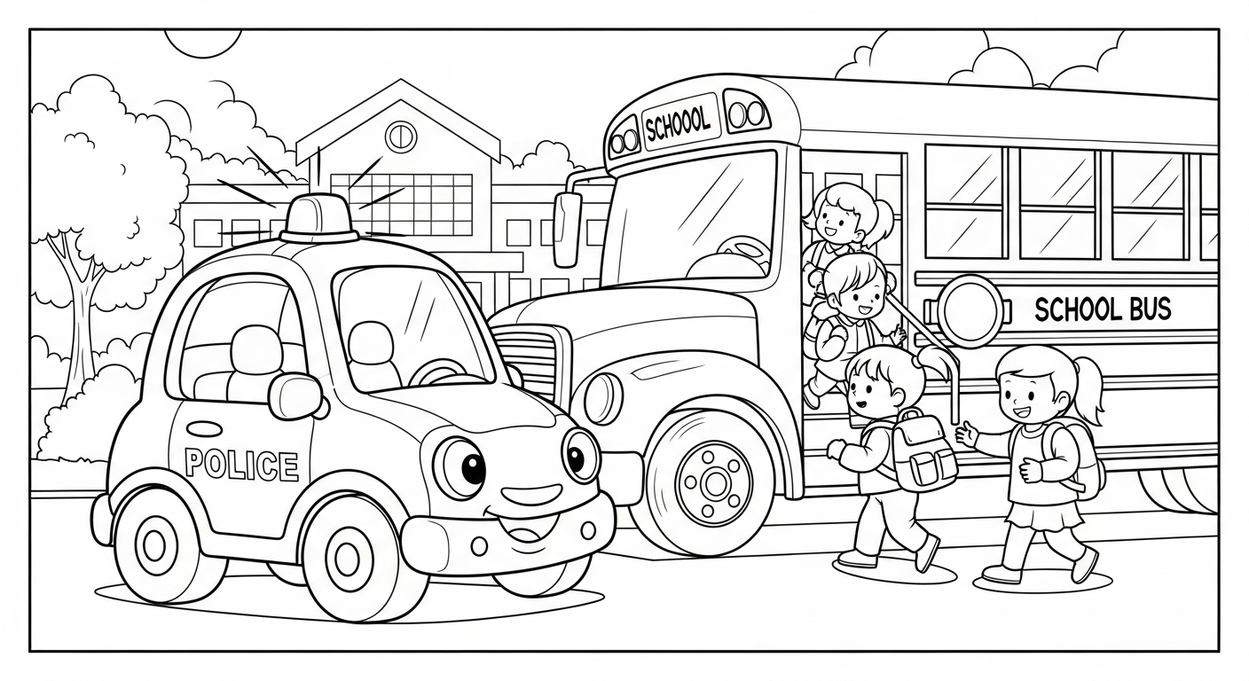 coloriage Voiture de Police pour enfant de 4 ans 2
