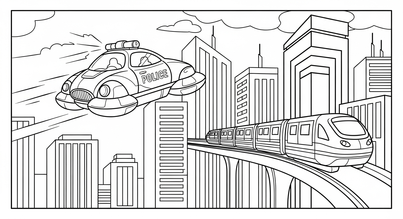 coloriage Voiture de Police a imprimer pour enfant de 4 ans