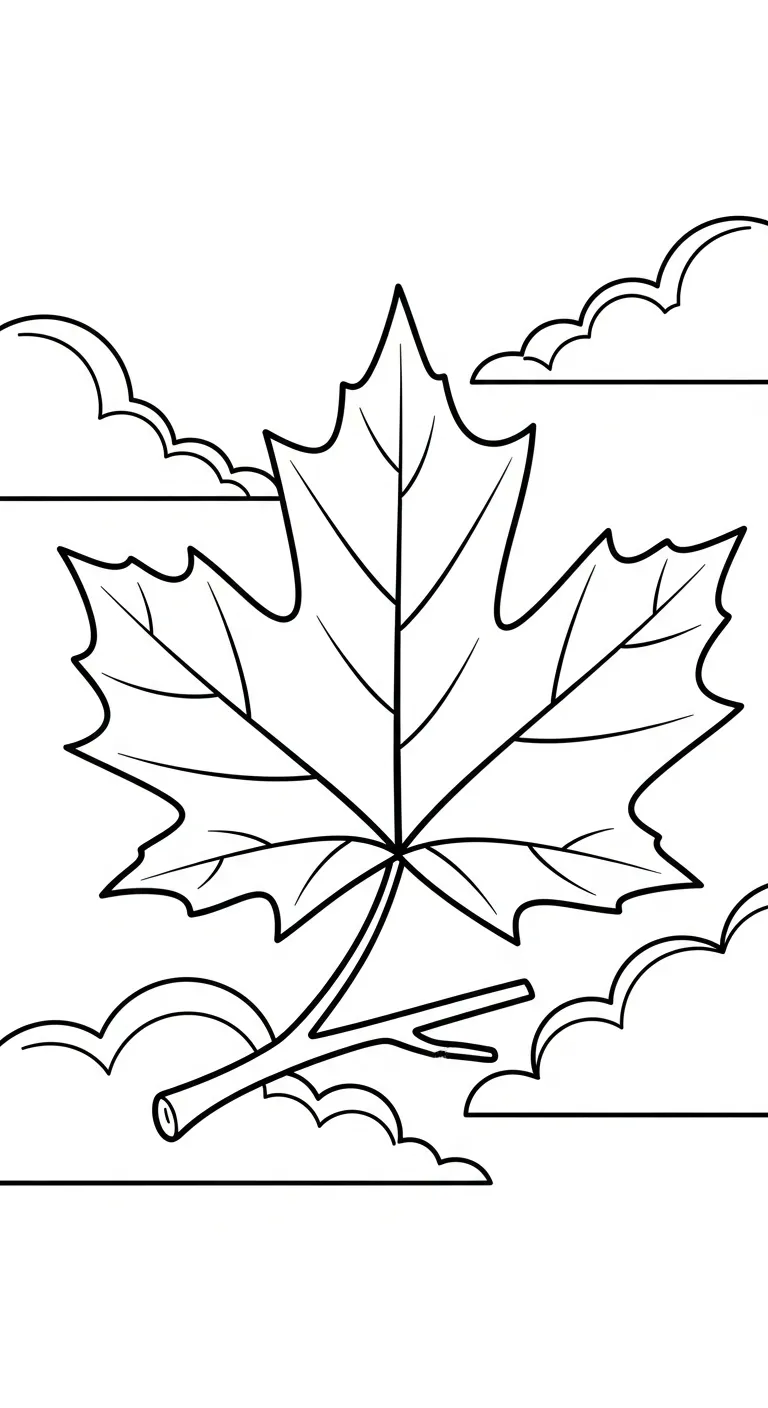 coloriage Feuille d’Érable à imprimer pour enfant de 6 ans