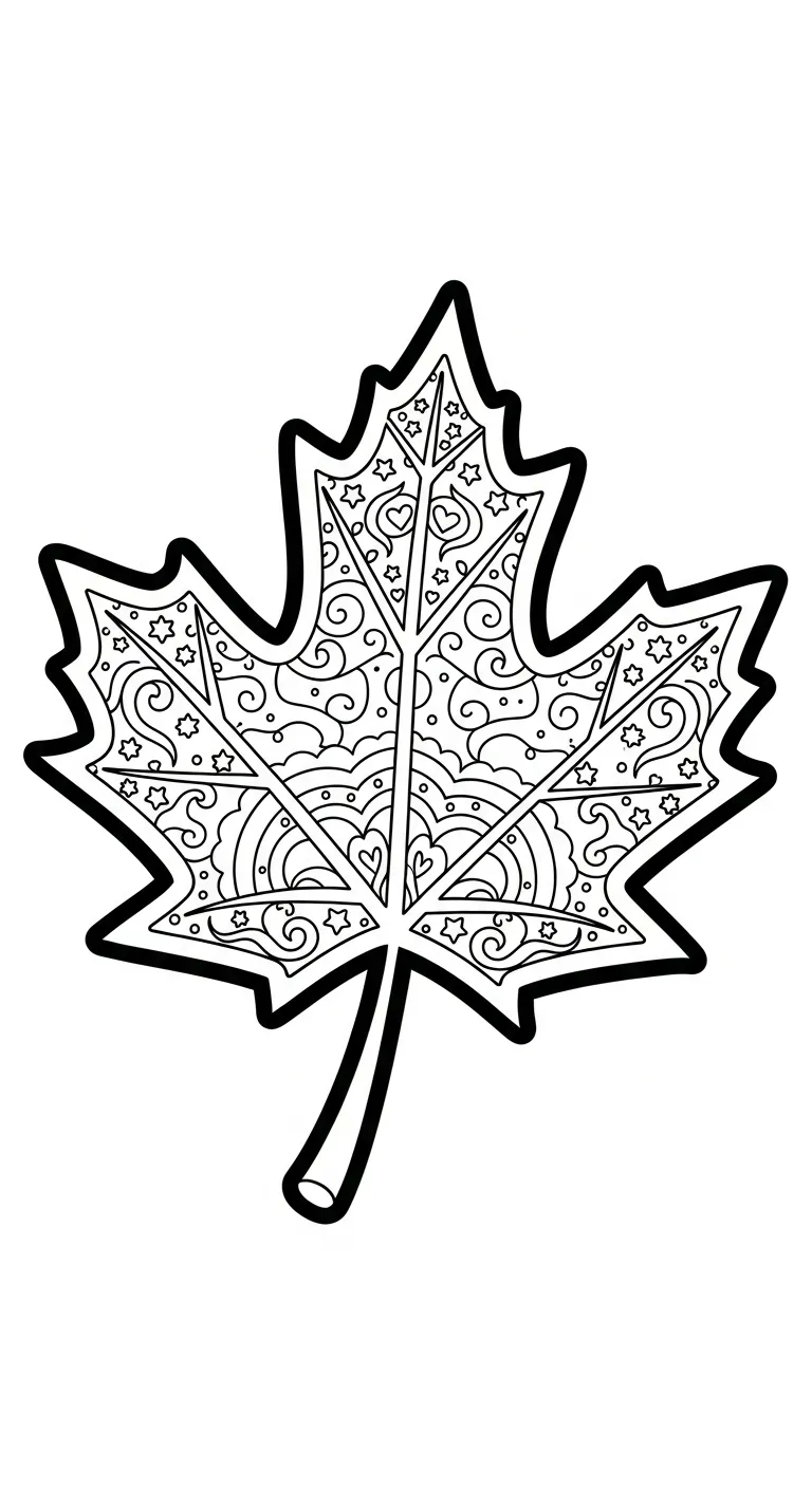 coloriage Feuille d’Érable a imprimer pour enfant de 4 ans