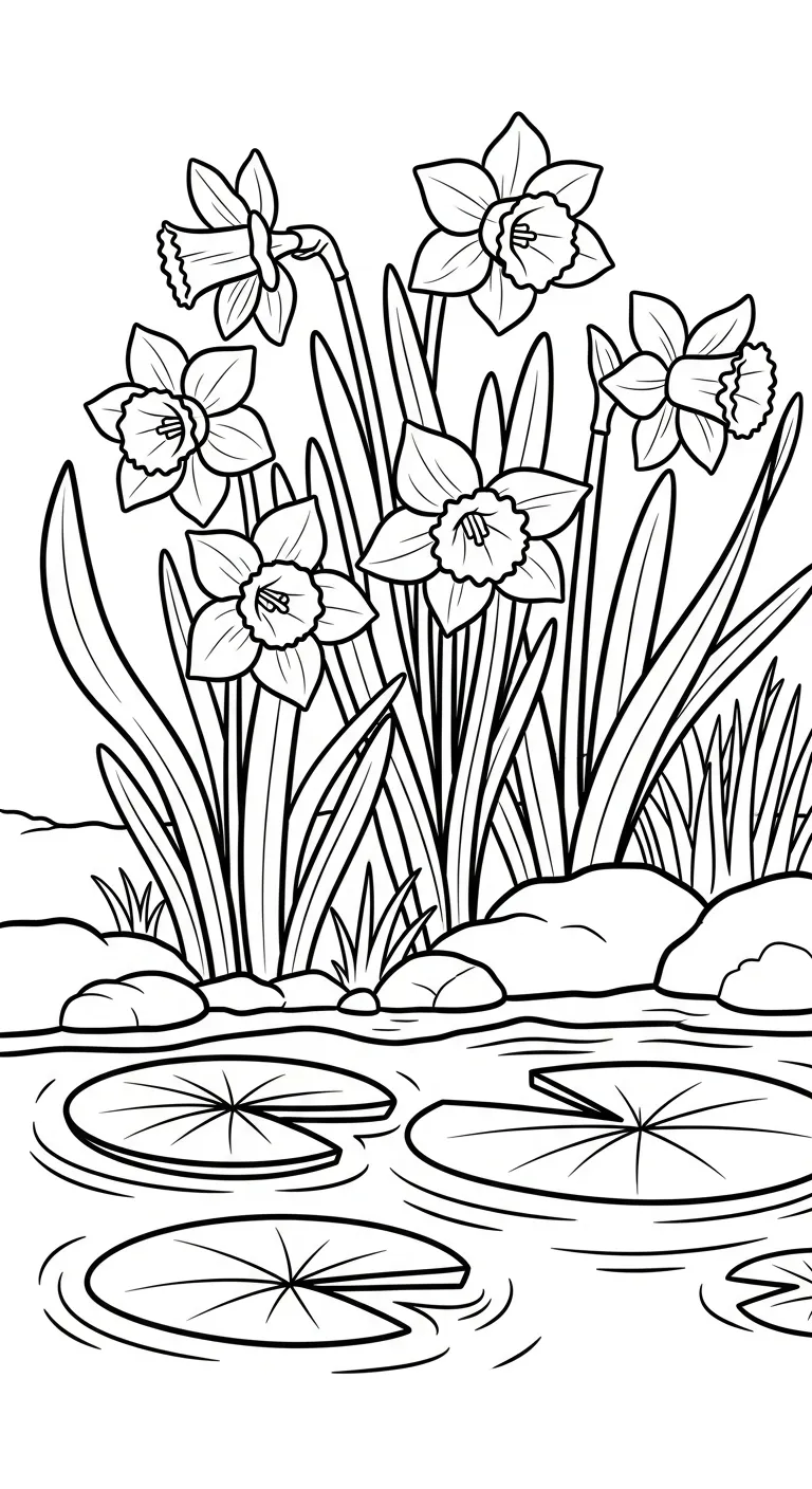 coloriage Jonquille à imprimer kawaii