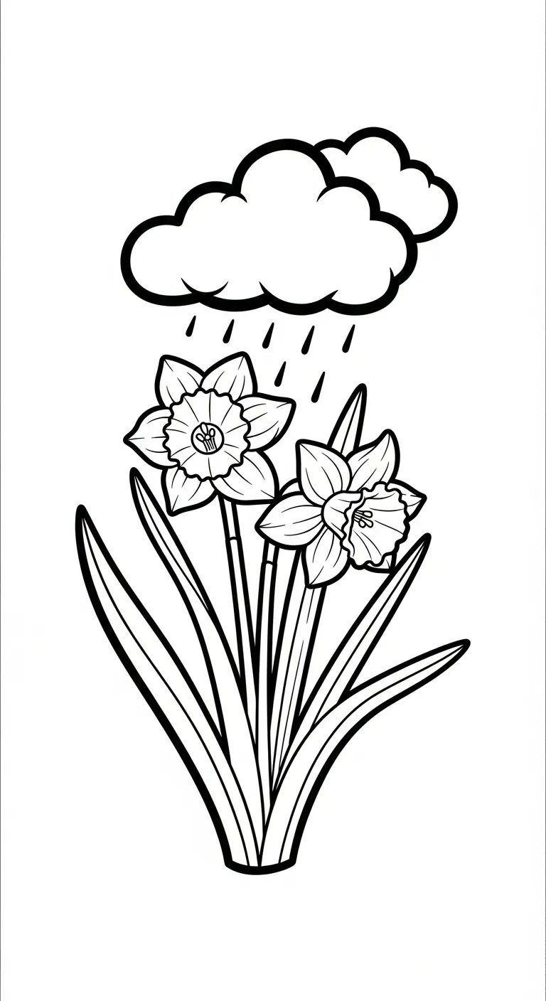 coloriage Jonquille et decoupage a imprimer gratuit