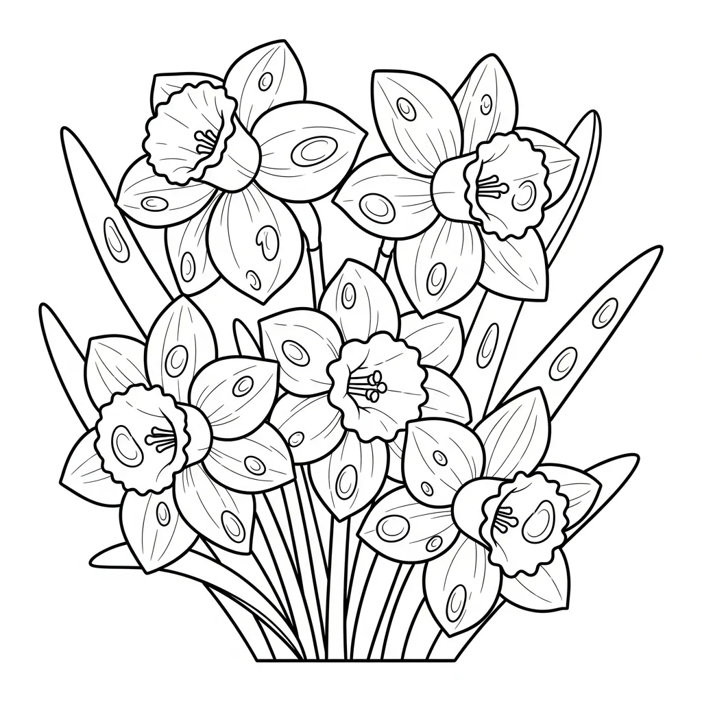 coloriage Jonquille et decoupage a imprimer gratuit 1