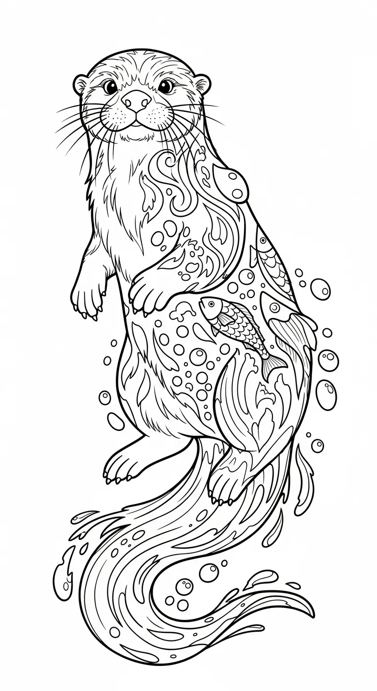 image pour coloriage Loutre enfant 1