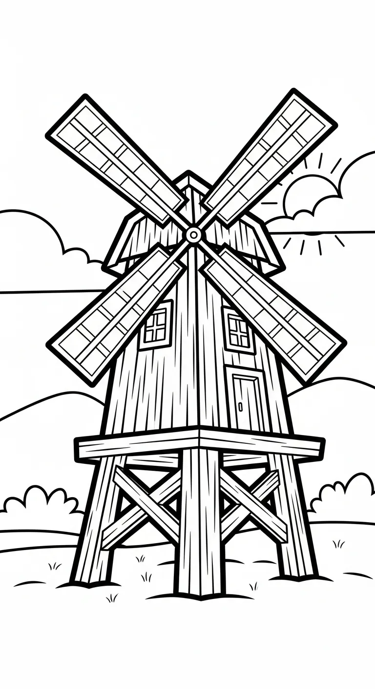 coloriage Moulins à Vent pour enfants