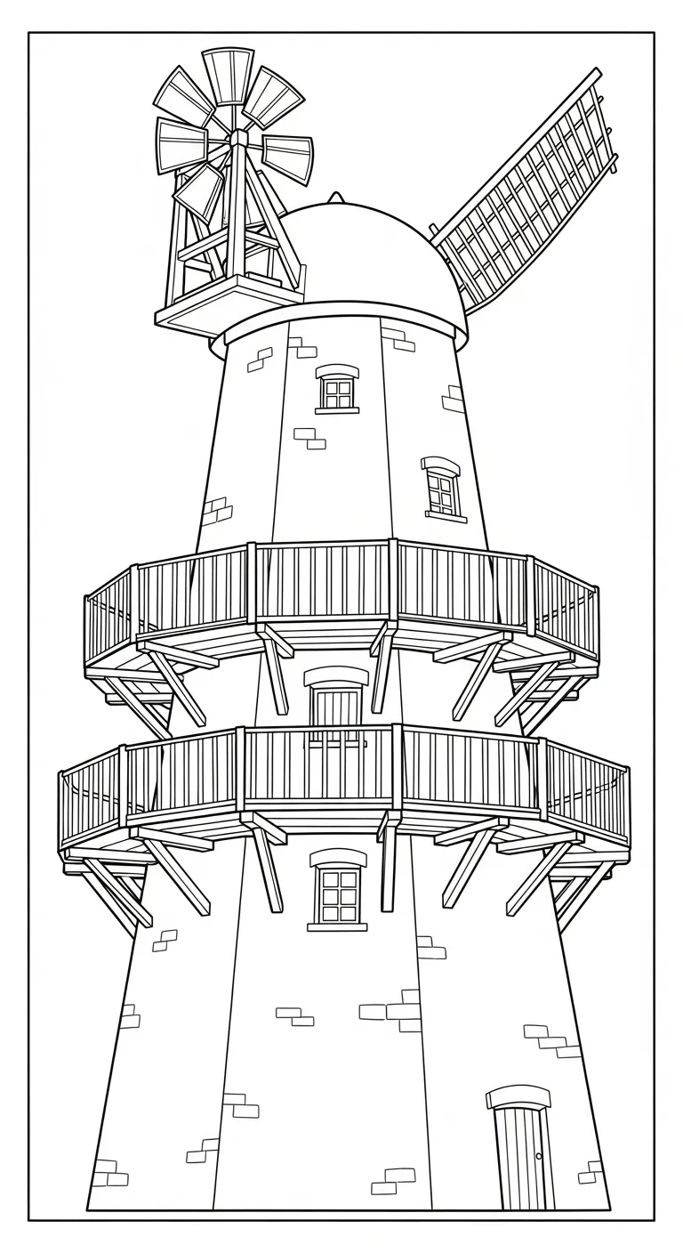 coloriage Moulins à Vent pour enfants à imprimer