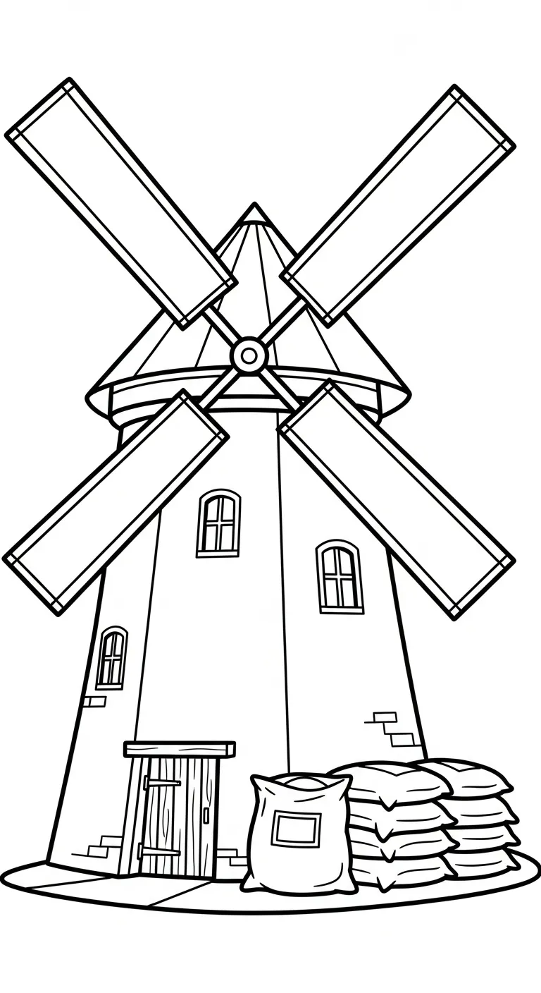 coloriage Moulins à Vent à imprimer pour enfant de 12 ans