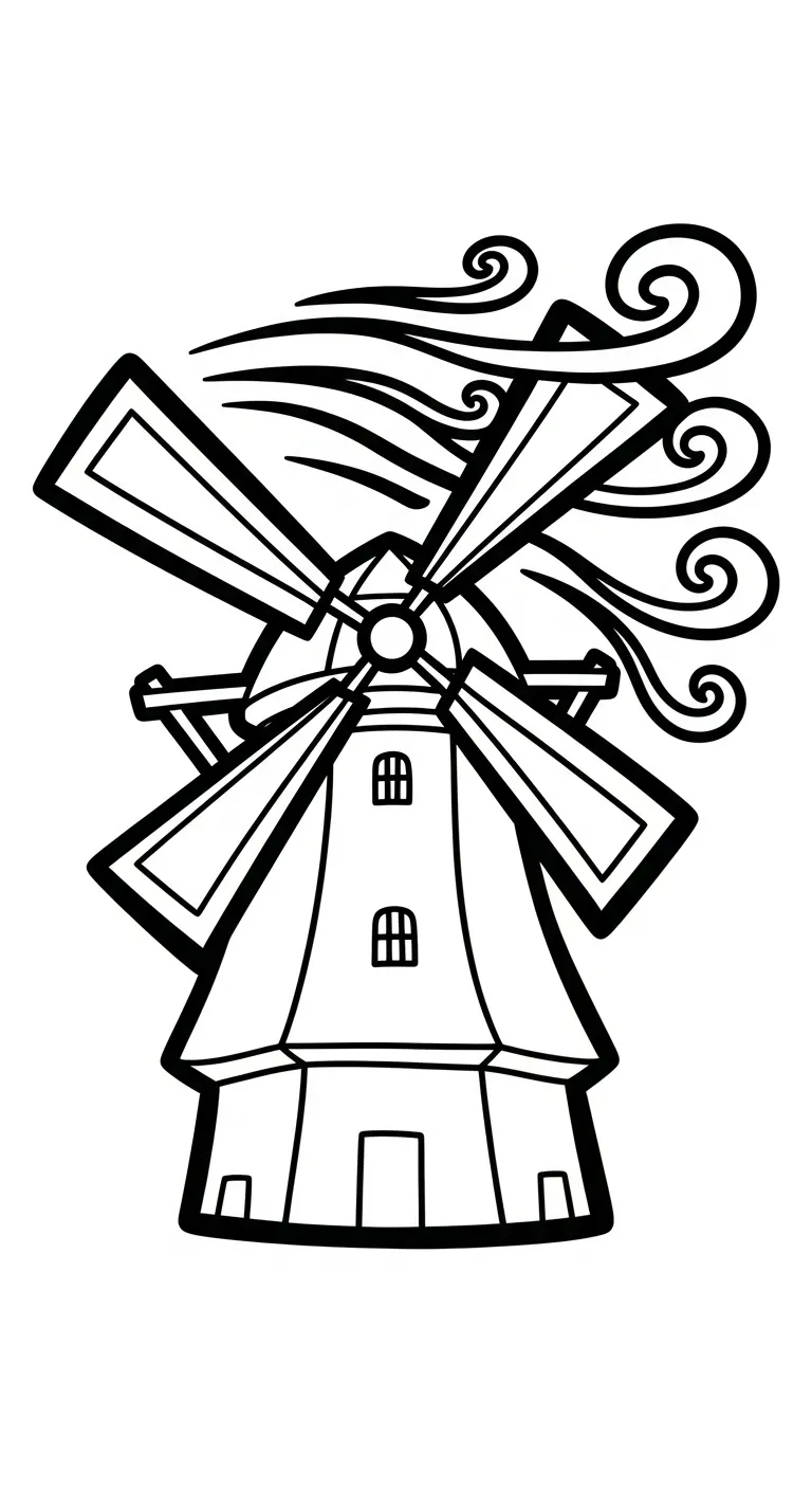 coloriage Moulins à Vent à imprimer pour enfant de 12 ans 1
