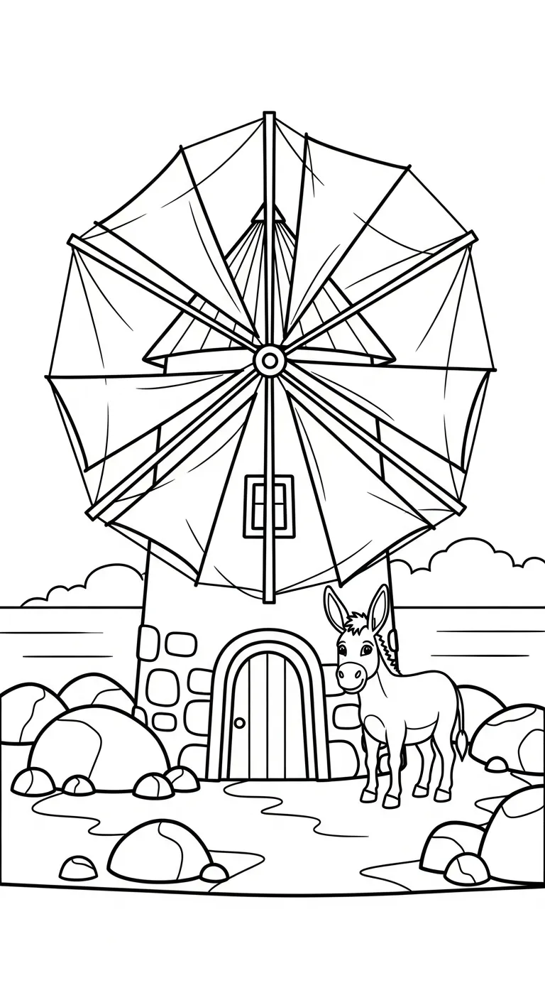 coloriage Moulins à Vent pour primaire