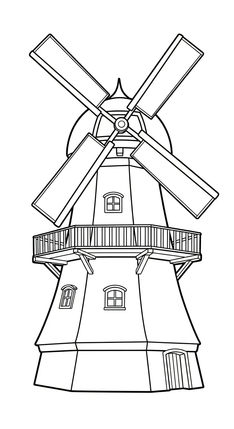 coloriage Moulins à Vent et dessin a imprimer