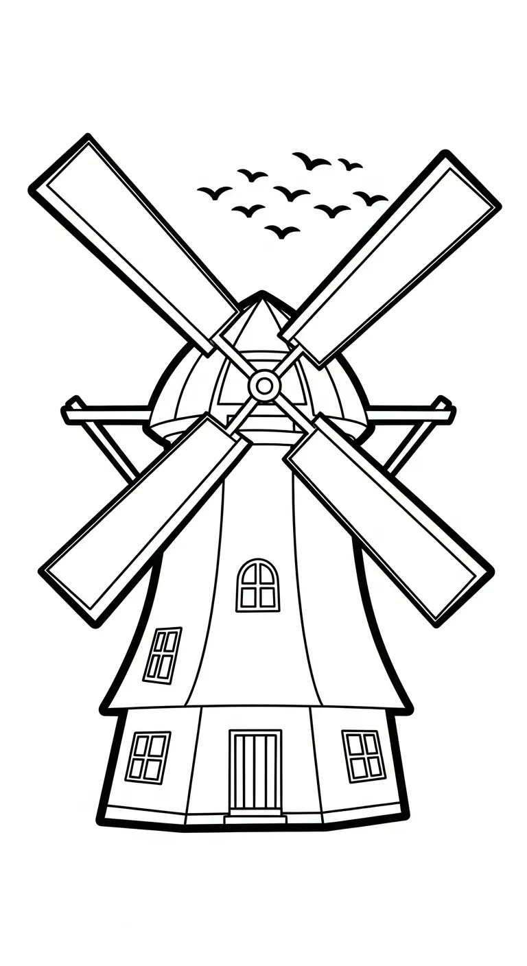 coloriage Moulins à Vent pour enfant de 7 ans