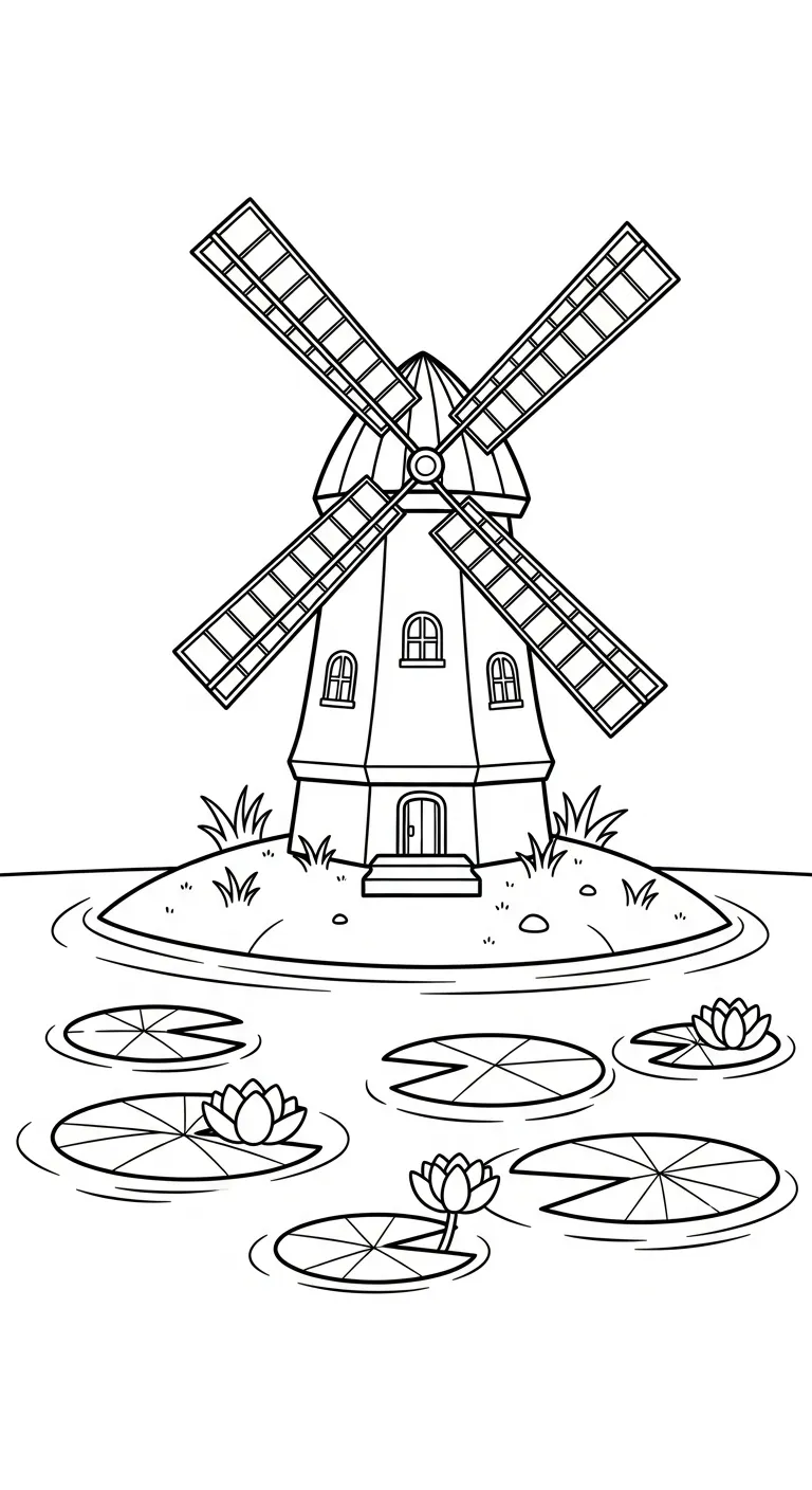 coloriage Moulins à Vent à imprimer pour enfants