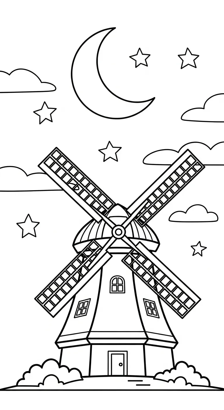 coloriage Moulins à Vent à imprimer 1