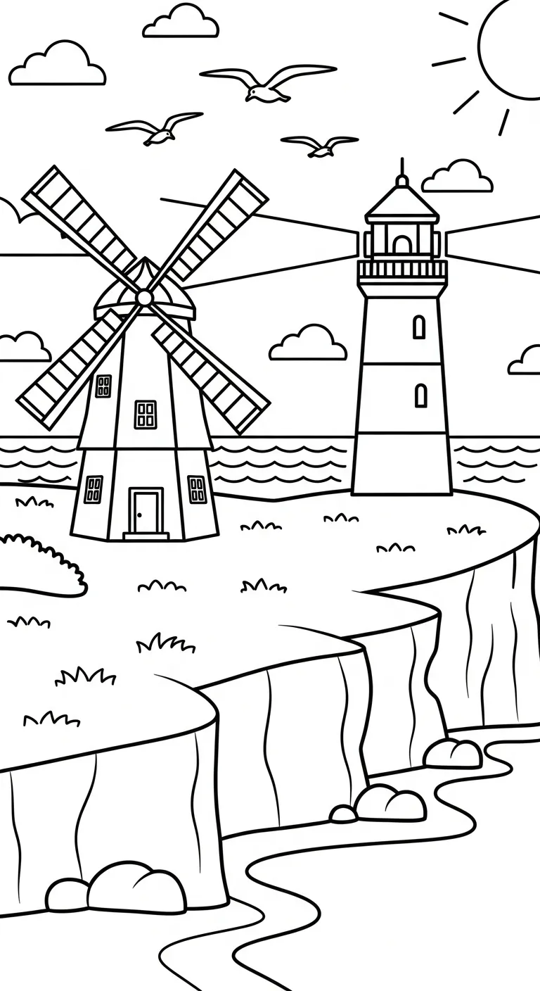 imprimer coloriage Moulins à Vent