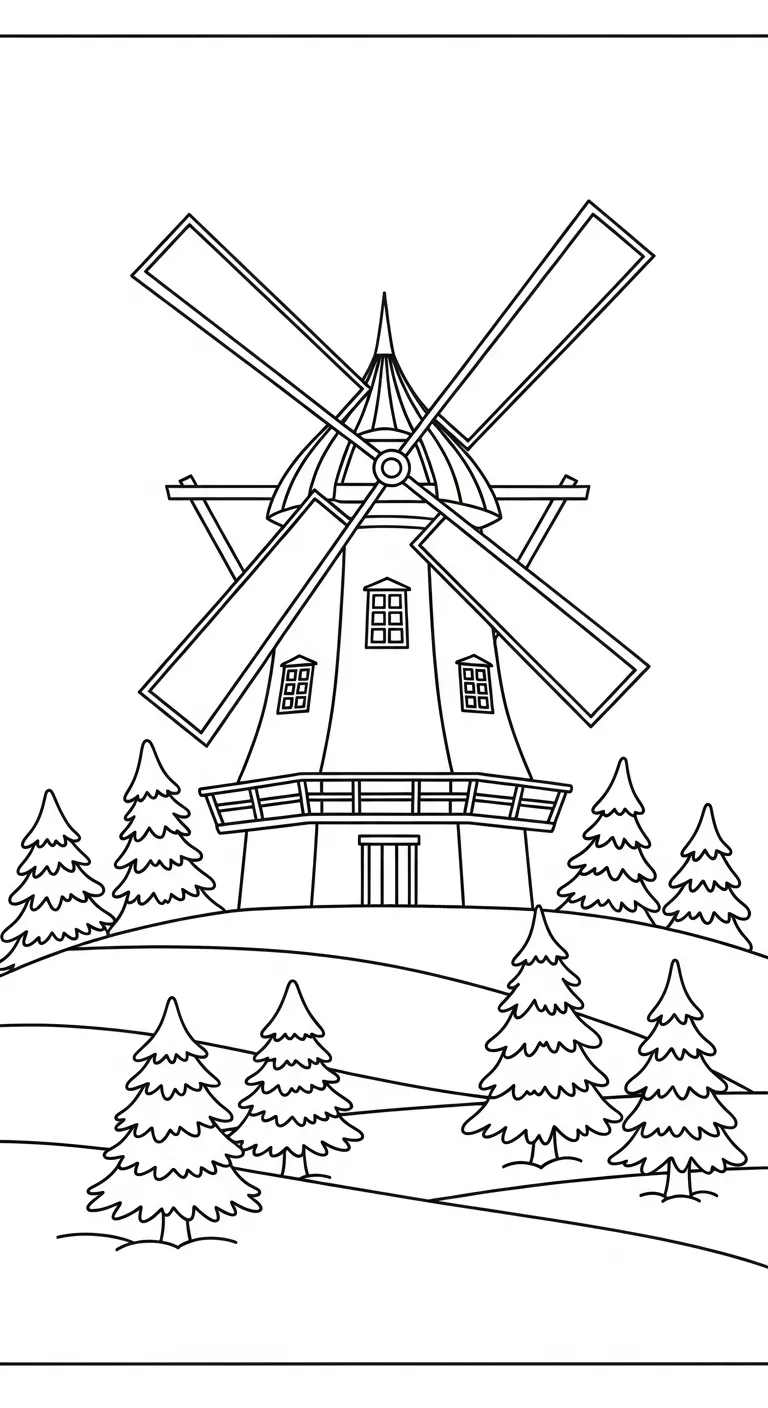 coloriage Moulins à Vent à imprimer a4