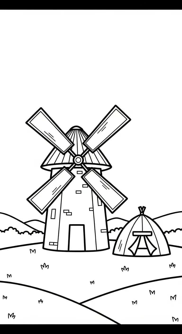 coloriage Moulins à Vent pour enfant de à imprimer