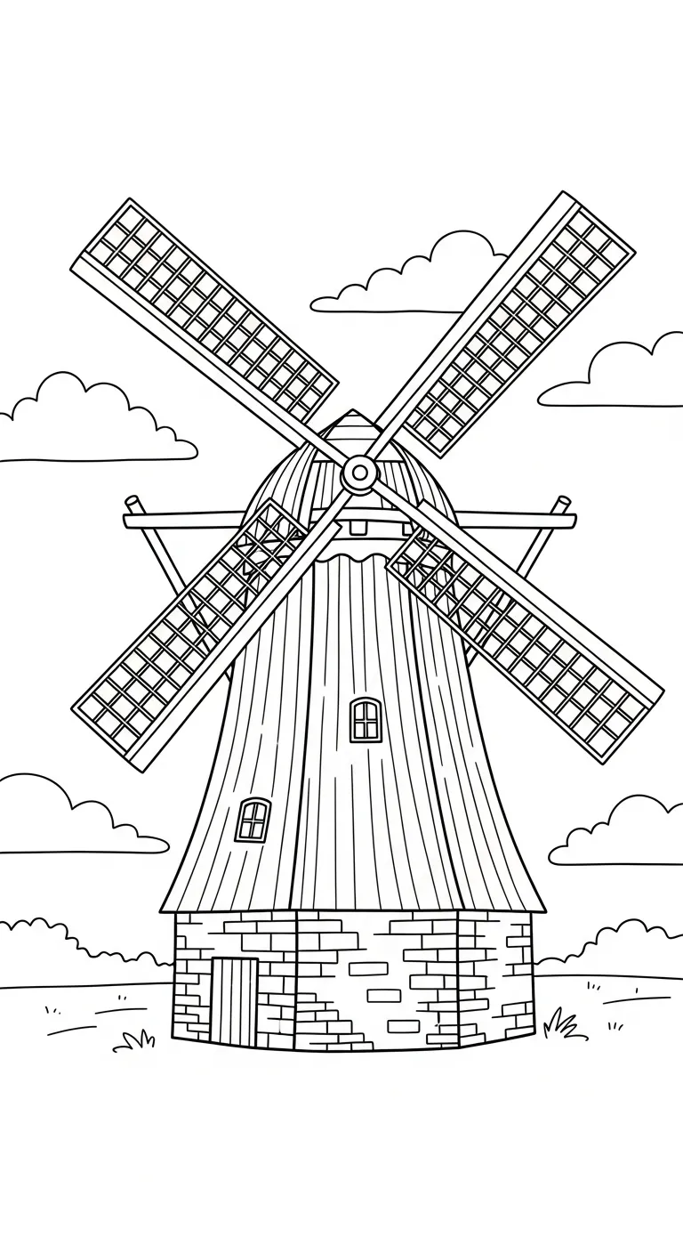 coloriage Moulins à Vent gratuit a imprimer