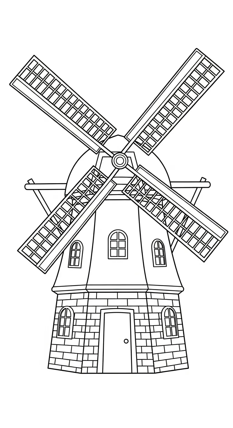 coloriage Moulins à Vent à imprimer