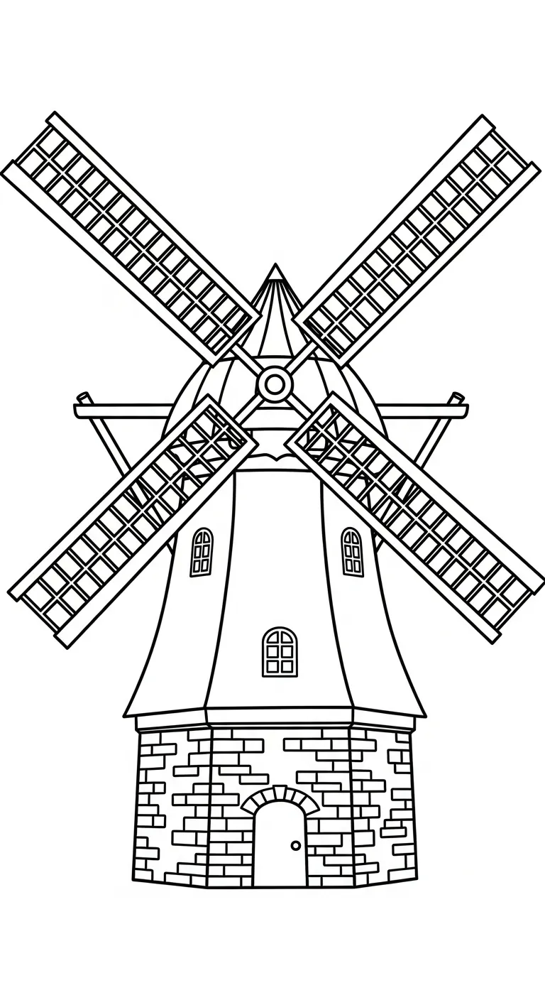 coloriage Moulins à Vent pour enfant