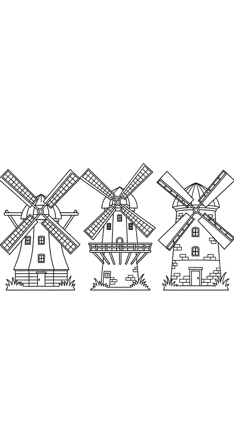 coloriage Moulins à Vent à imprimer gratuit