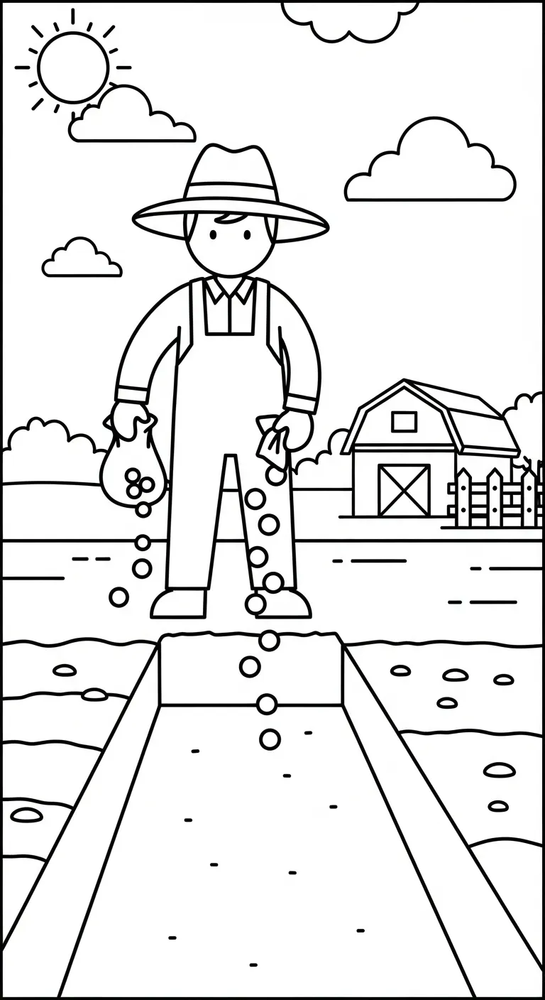 image pour coloriage Paysan enfant