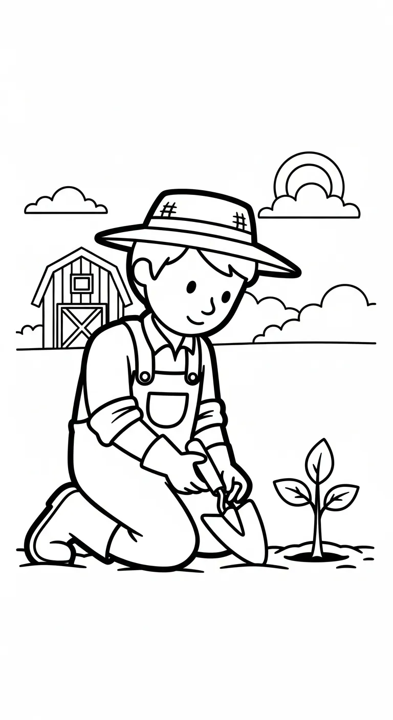 coloriage Paysan à imprimer pour enfant de 4 ans 1