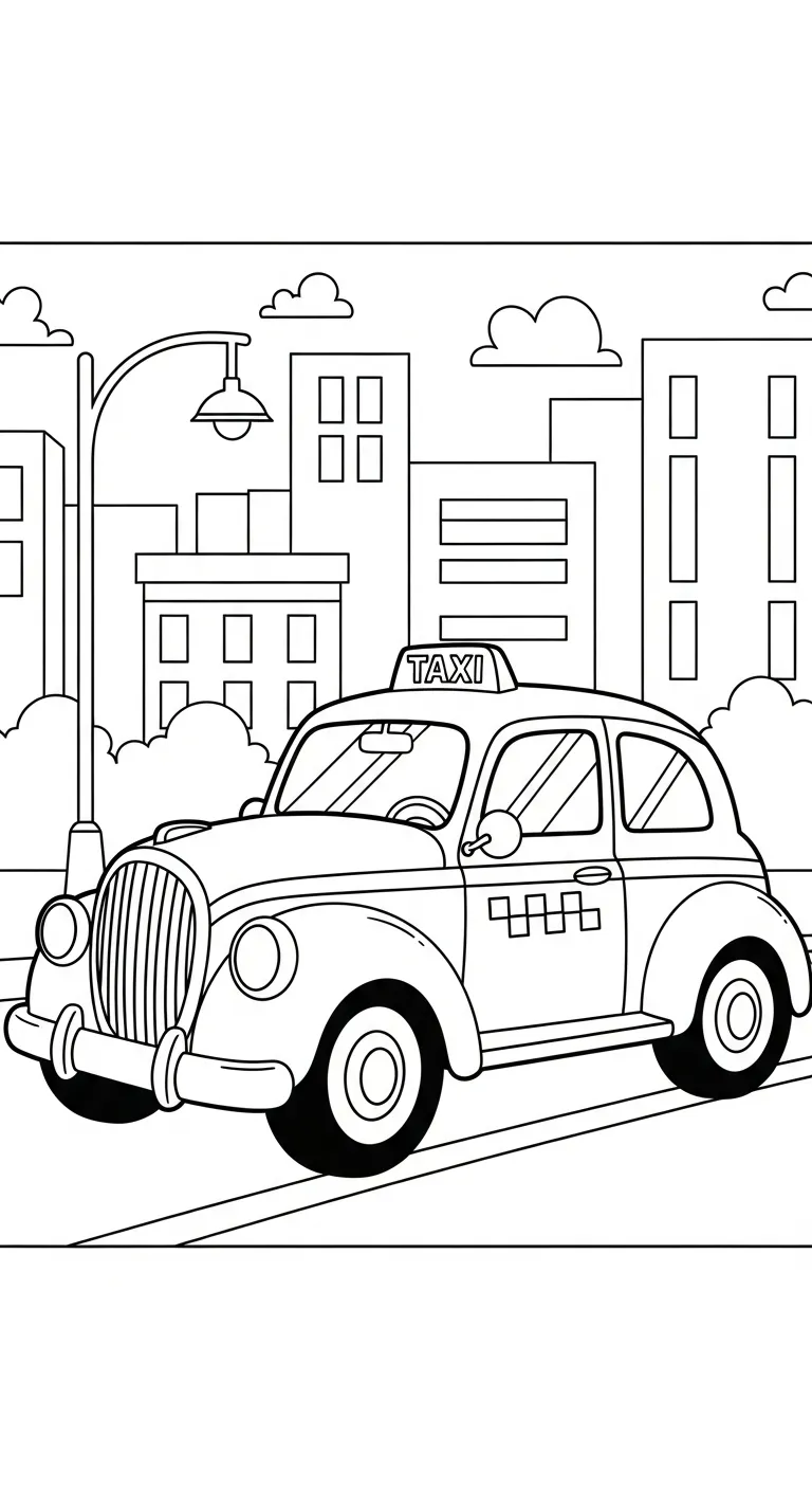 image de coloriage Taxi pour enfant 1
